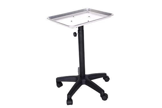 Rolling Salon Tray Premium Aluminum Tattoo Tray with Wheels Adjustable Hair Dressing Salon Service