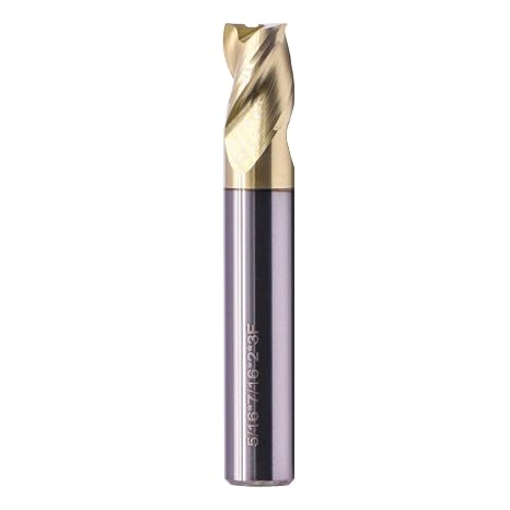 5/16" 3 Flute Solid Carbide Stub Square End Mill for Aluminum - ZrN Coated | 37 Degree Helix, 5/16" Cutting Diameter, 5/16" Shank Diameter, 7/16" Length of Cut, 2" Overall Length