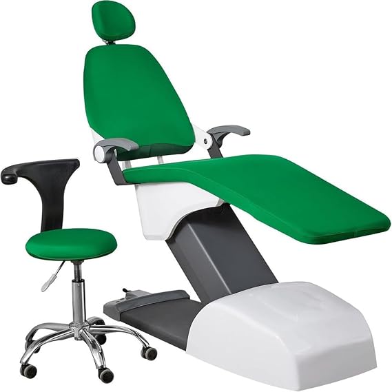 4Pcs/Set Protective Full Dental Chair Cover Seat Protector Cover Elastic Waterproof Protective Case PU Leather Dental Chair Seat Cover Headrest Backrest Protector Dentist Equipment,Dur(Color:Green)