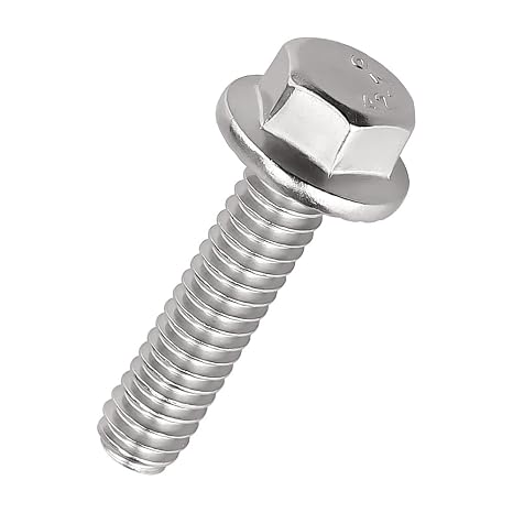 3/8-16 x 1-1/4" Flanged Hex Bolts (10 pcs), 18-8 (304) Stainless Steel, External Hex Drive, Hexagon Head Bolts Screws with Flange Washer, Fayeploo