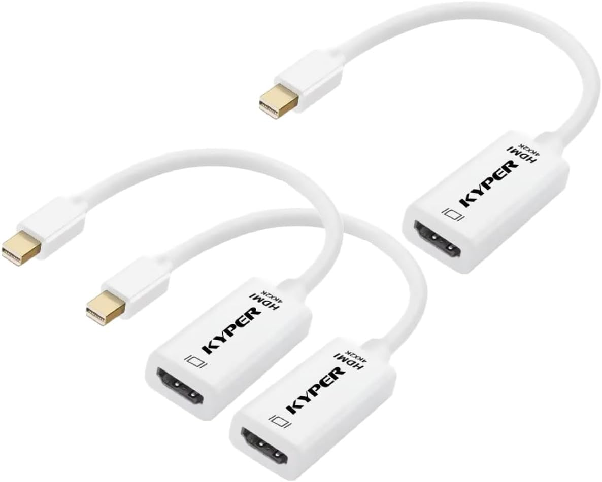 Kyper USKyper-2799 3-Pack 4K Mini DisplayPort to HDMI Adapter, Gold-Plated Compatible with Devices Like MacBook AirPro, iMac, Surface Pro, Dell XPS