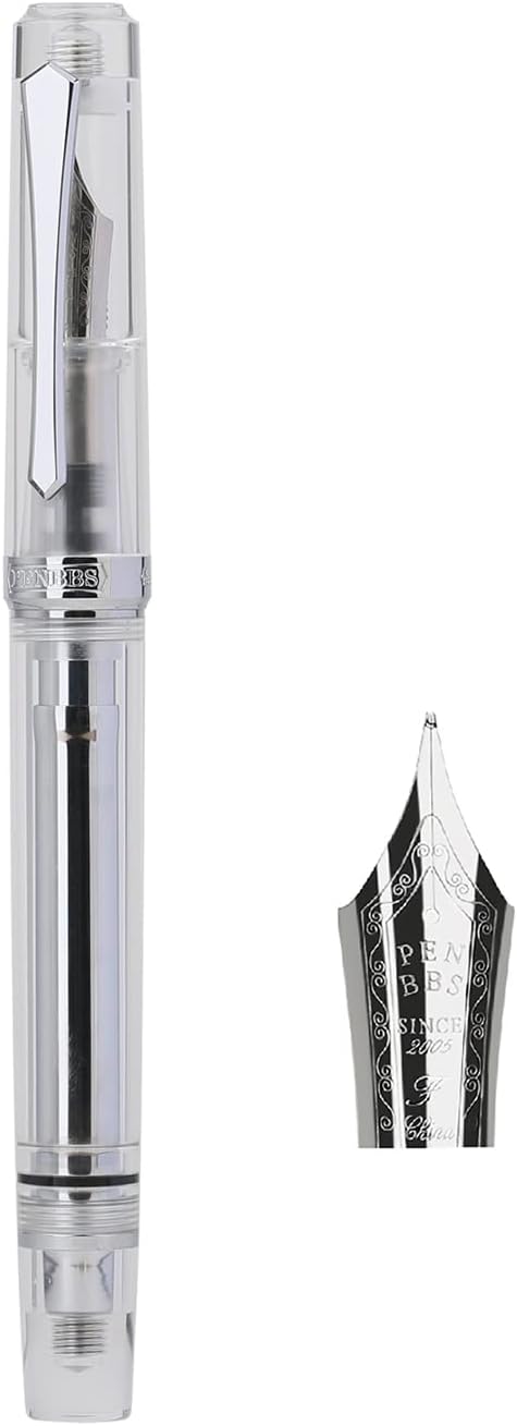 erofa Penbbs 489 Touchdown Filling Fountain Pen Fine Nib, Beautiful Transparent Acrylic Writing Gift Pen with Gfit Box for Business Office - Galaxy
