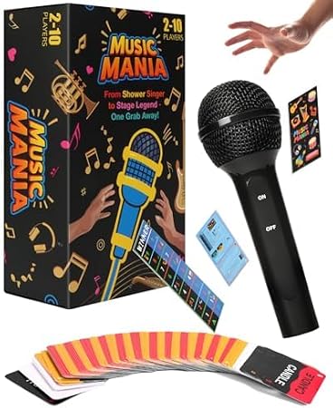 Grab Microphone Music Karaoke Game, Drop the Mic with 280 Song Lyrics (140 Cards) and 10 Blank Cards, 2-10 Players Board Card Party Game for Family, Fun Misheard Lyrics Music Hilarious Games