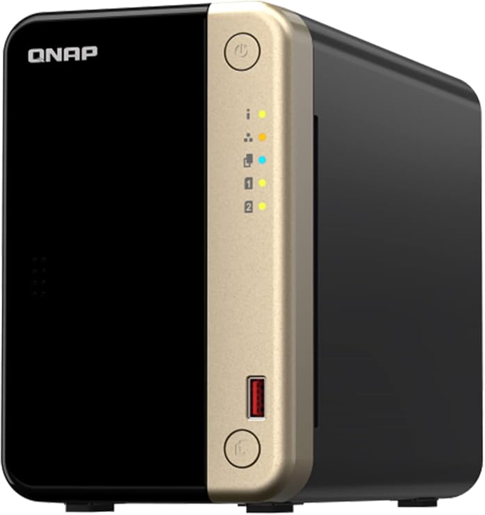 exclusive QNAP NAS 2 Bay TS-264 /AZ with 4-core CPU, 8 GB Memory, 2 2.5 GbE ports, and 1 PCIe slot for NAS function expansion, for small to medium businesses,