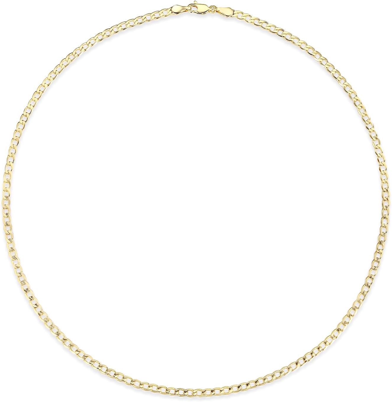 Gemsme 18K Yellow Gold Plated 3mm Cuban Link Chain Pendant Necklace for Women Men Diamond-Cut Cuban Chain Necklace Jewelry with Lobster Clasp 16-22 Inch