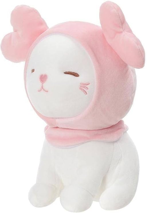 MINISO 11" Cat Plush Kawaii Stuffed Animal Pillow, Cute Soft Body Pillow with Double Heart Hat, Big Plush Toy for Valentine's Day Gift