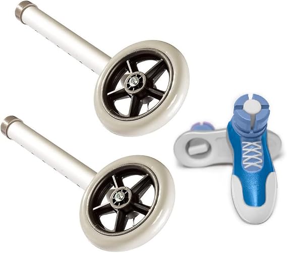 5" Walker Wheels Replacement Kit, Universal Replacement Wheel Kit for Walkers with Pair of Walker SNEAKERS Glides, 5 Inch Wheels by Healthline Trading