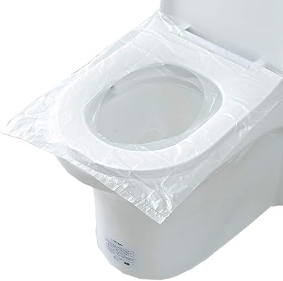 50Pcs Disposable Toilet Seat Covers Plastic Travel Waterproof Potty Seat Cover Toilet Seat Pad Mat Cushion for Adults Travel Hotel Hospital Office Sanitary, Clear
