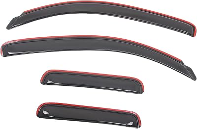 Window Rain Guards, Compatible with 2007-2021 Toyota Tundra Double Cab, Slim in-Channel Style SmokeTinted Acrylic, 4PCS, Side Window Deflectors
