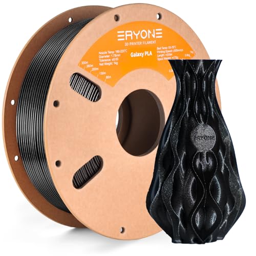 ERYONE Galaxy PLA 3D Printer Filament, Sparkle Glitter PLA, 1.75mm -0.03mm, 1kg2.2LBSSpool, Christmas Filament, Galaxy Black