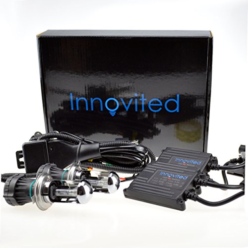 Innovited H4-3 9003 8000K Bi xenon HILO HID Xenon Bulbs with 35W BLKCO Slim Digital Ballast Bundle Lighting Blue