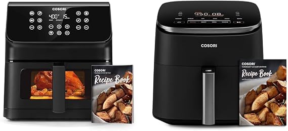 COSORI Clear Blaze Air Fryer, 6.5 Quart Large Compact Airfryer with Visible Window, 12 One-Touch & Air Fryer TurboBlaze 6.0-Quart Compact Airfryer that Roast, Bake, Proof, 9 Functions, 5 Speeds