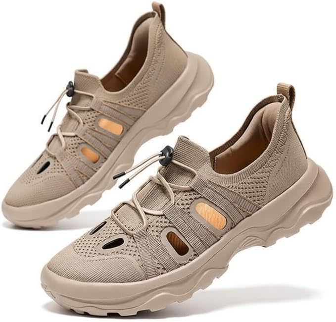 Men's Wide Toe Box Sneakers, Breathable Mesh Casual Sports Slip-on Shoes, Barefoot Hollowed Minimalist Design, Summer Lightweight Walking Shoes, Plus Big Size