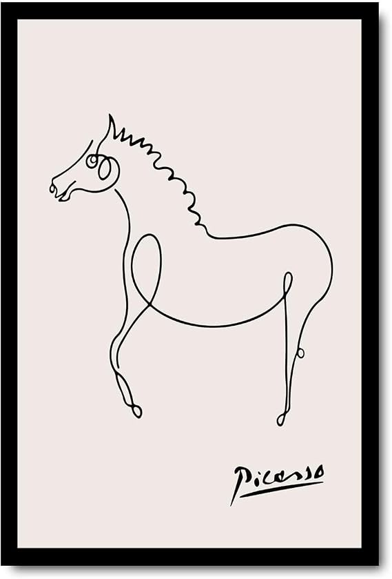 Chen Lin Wall Art Canvas Print Pablo Picasso Horse Sketch Line Drawing Art Print Contemporary Living Room Bedroom Office Modern Art Deco 8x12inch