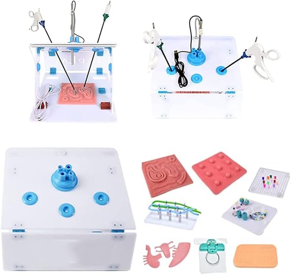 Laparoscopic Trainer Box Simulator - Surgeon Training Aids, Modules Medical Teaching Box, Laparoscopy Trainer Box with Suture Pad - Educational Surgeon Simulator Training Tool