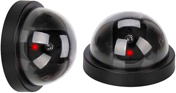 Etopars 2 X Black Dome Fake Dummy Security CCTV Camera Waterproof IR LED Flashing Red Light Outdoor Indoor Surveillance