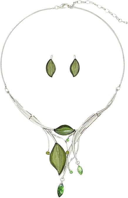 Vintage Chunky Statement Jewelry Set Retro Leaf Floral Geometric Bohemian Boho Bib Necklace Earring Set Fashion Costume Jewelry for Women Girls Wedding Party Prom Unique Gift