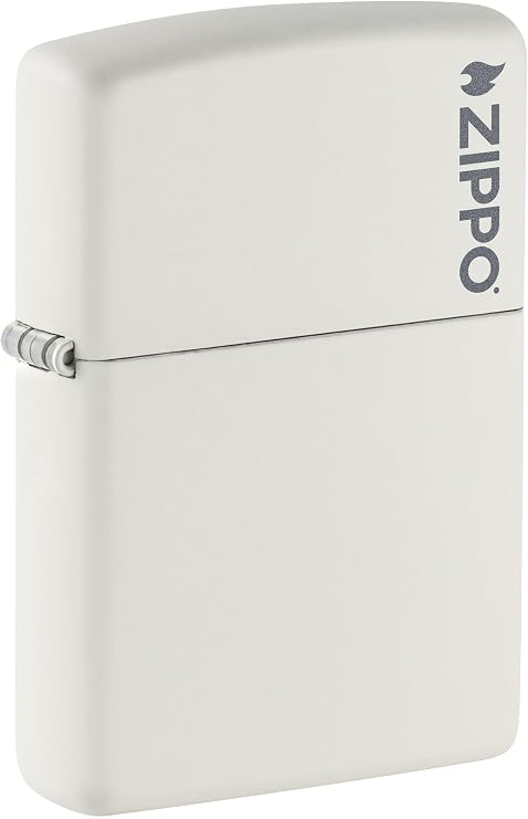 Zippo 214ZL White Matte Logo Pocket Lighter