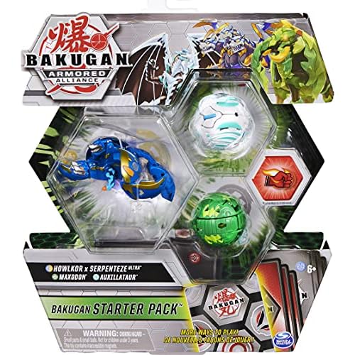 Bakugan Starter Pack 3-Pack, Fused Howlkor x Serpenteze Ultra, Armored Alliance Collectible Action Figures
