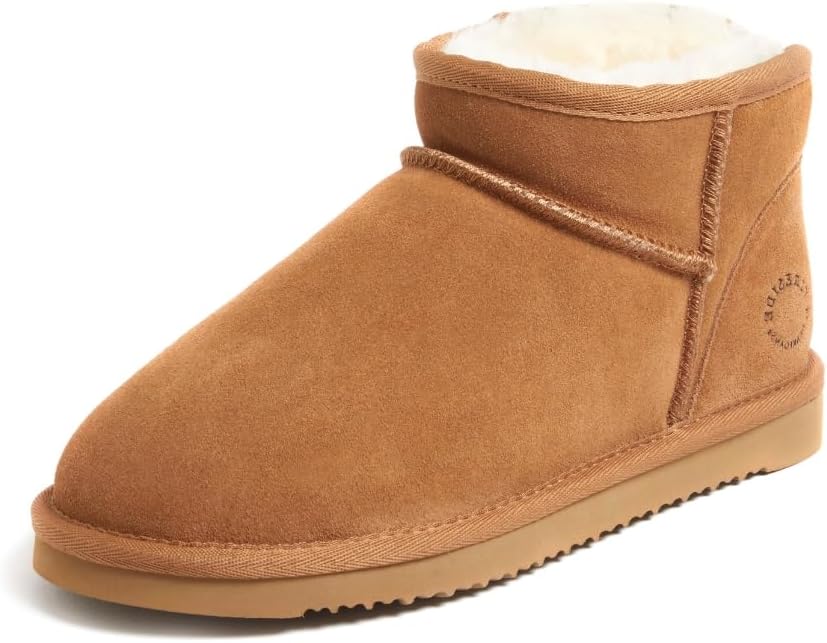 Fireside by Dearfoams Women's Riverland Genuine Shearling Fur Lined Mini Ankle Boot With Platform Slipper
