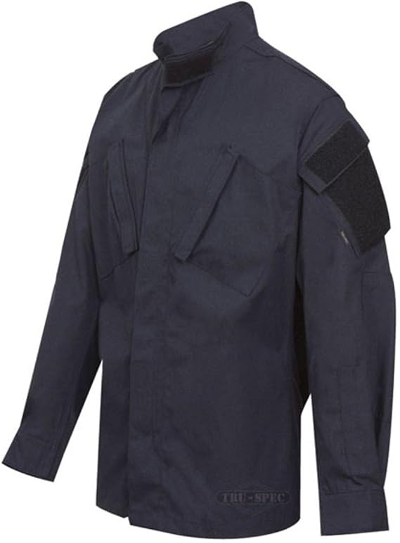 Tru-Spec Tactical Response Uniform Shirt for Men - Ripstop Sleeves, Moisture Wicking Torso, Quarter Zip, Reinforced Elbows, Navy - 3X-Large
