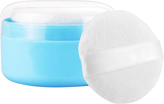 Body Powder Puff and Container, Leak-Proof Loose Dusting Box, Body Powder Puff and Container for Bath and Travel, Ideal for Women and Baby