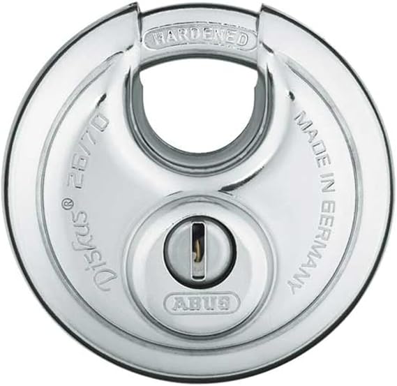ABUS 26/70 Diskus Solid Body Storage Padlock with 2 Keys