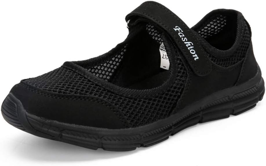 SAGUARO Women's Breathable Walking Shoes Ladies Fashion Mary Jane Sneakers Adjustable Working Nurse Shoes Lightweight Flats Roll I