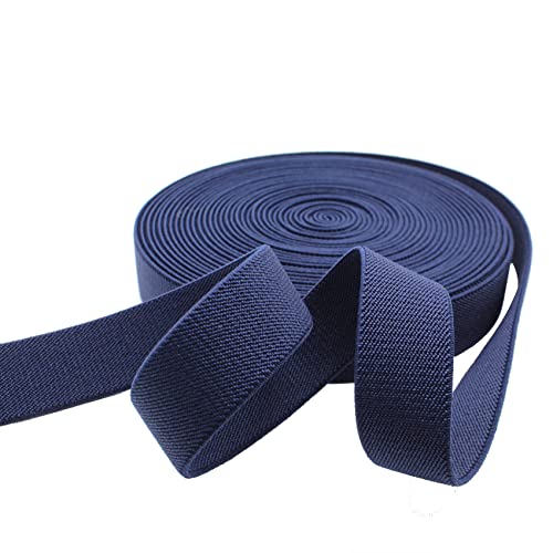 Dortrue 1 Inch 10 Yard Navy Blue Sewing Elastic Band Heavy Stretch High Elasticity Elastic Spool for Sewing Pants Waistband, Straps, Craft DIY Projects