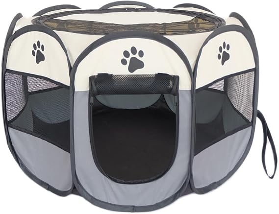 Portable Pet Playpen,Foldable Dog Playpen for Dogs and Cats,Rabbits,Pet Exercise Pet Tents Indoor Outdoor Use (S(28.7" x 28.7"x16, Grey)