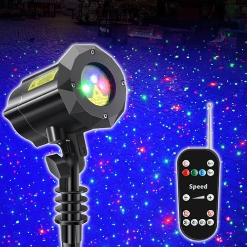 Poeland Christmas Laser Projector Lights with Remote Control and Security Lock, Halloween Garden Lights for Indoor, Outdoor, Home, Garden Red, Green, Led Blue
