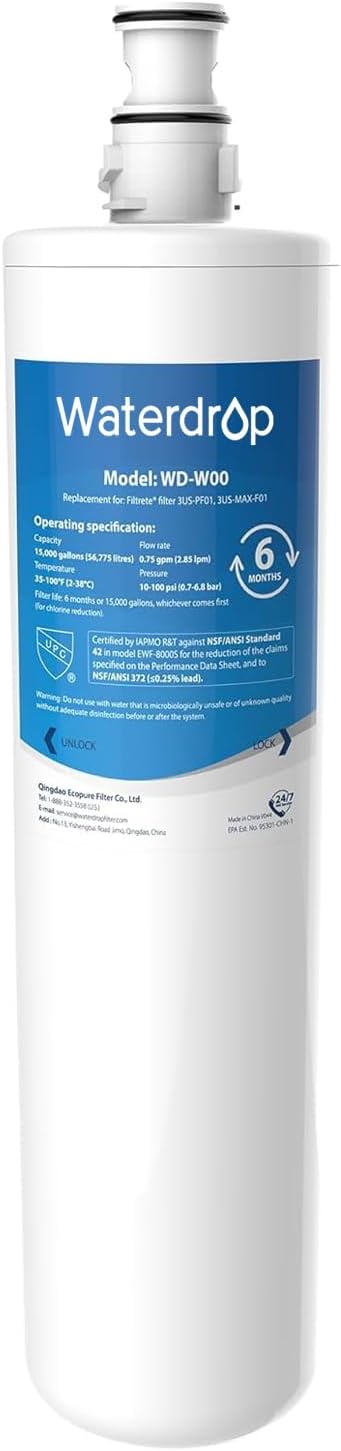 Waterdrop 3US-MAX-F01, 3US-PF01 Maximum Under Sink Water Filter