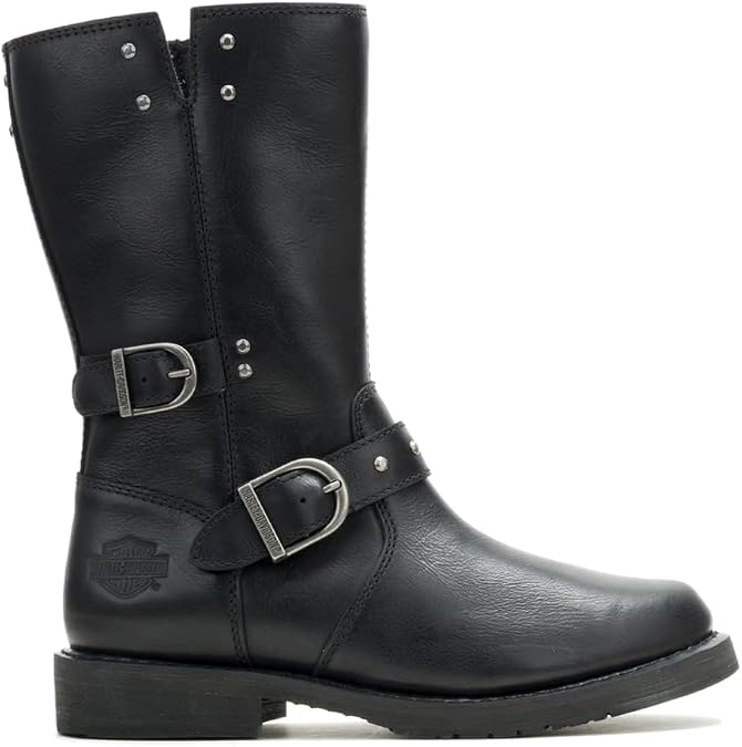 Harley-Davidson Footwear Womens Addie Motorcycle Casual Boots Mid Calf Low Heel 1-2" - Black