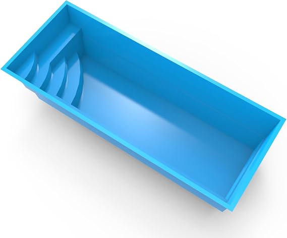 Above Ground & Inground Dual Purpose Fiberglass Swimming Pool Shell, Outdoor Swimming Pools for Backyard, Rectangular Family Swimming Pool (212.6 inches Rectangular)