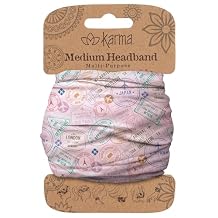 Karma Passport Headband for Women - Medium - Fabric Headband and Stretchy Hair Scarf - Pink