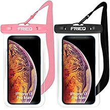 Waterproof Phone Pouch Bag - 2 Pack, Universal IPX8 Waterproof Phone Case Dry Bag with Lanyard for iPhone 15/14/13/12/11 Pro Max Samsung Galaxy S22 S20 and More Up to 7" (Black and Pink)