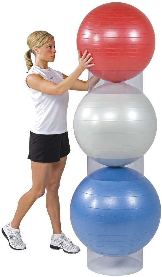 Power Systems Stability Ball Storage Stackers, Adjustable Velcro Ring, 3-Pack, Clear (81020)