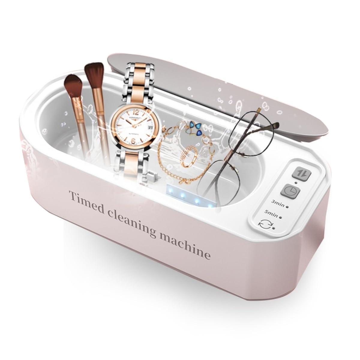 EverZone Ultrasonic Jewelry Cleaner Machine,Gold Jewelry Cleaner,50KHz Protable Cleaner with Timer,Professional Portable Sonic Cleaning Suitable for Rings, Glasses, Jewelry, Dentures, White