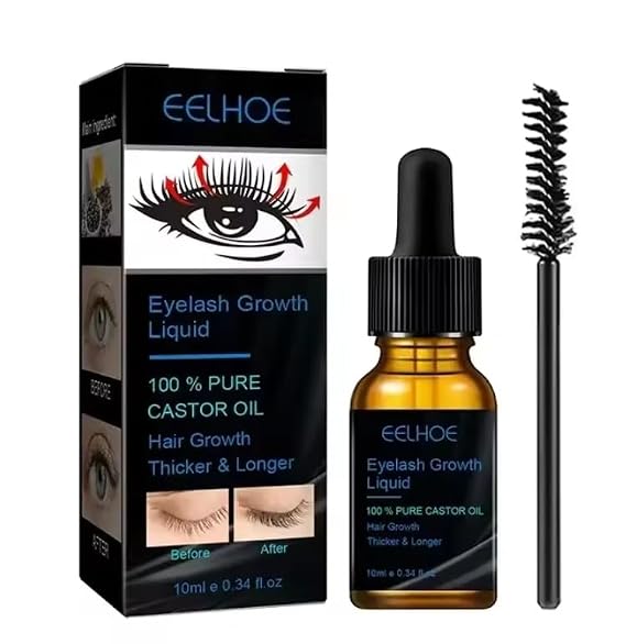 Eelhoe Eyelash Growth Serum, Pure Castor Oil, 0.34 fl oz with Applicator