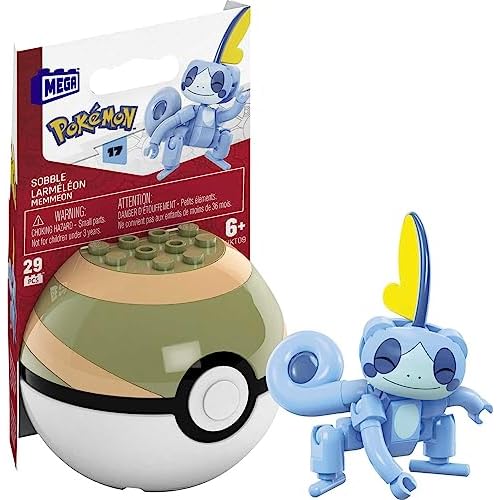 Mega Construx Pokemon Series 17 Sobble Figure Building Set with Nest Poke Ball
