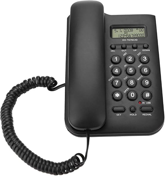 Corded Phone, Desktop Wall Phone Wired Landline Telephone Support Redial, FSK/DTMF Incoming and Caller lD Display for Home/Hotel/Office(Black)
