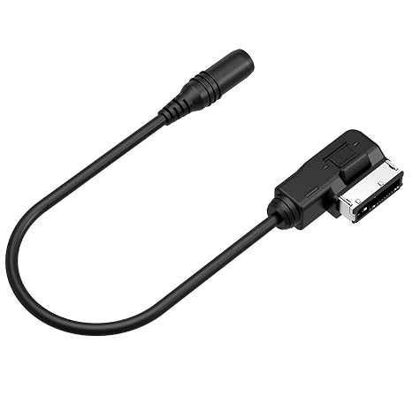 AMI to 3.5mm AUX Audio Cable, MMI Music Interface Adapter Cord Compatible with iPhone Android MP3 Player, Fit for Audi A3 A4 A5 A6 A8 Q5 Q7 R8 TT VW Bentley, 0.35m/1ft Black