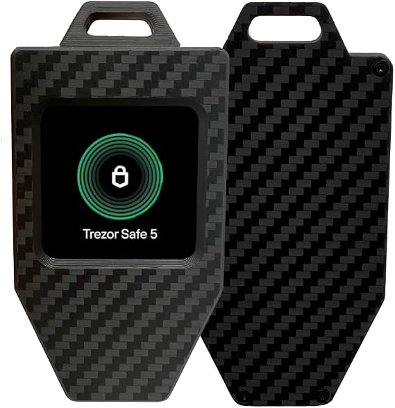 Protective Trezor Safe 5 Case - Durable Carbon Fiber Design for Secure Crypto Hardware Wallet Protection, Lightweight and Precision-Fit, Ideal for Bitcoin and Digital Asset Security