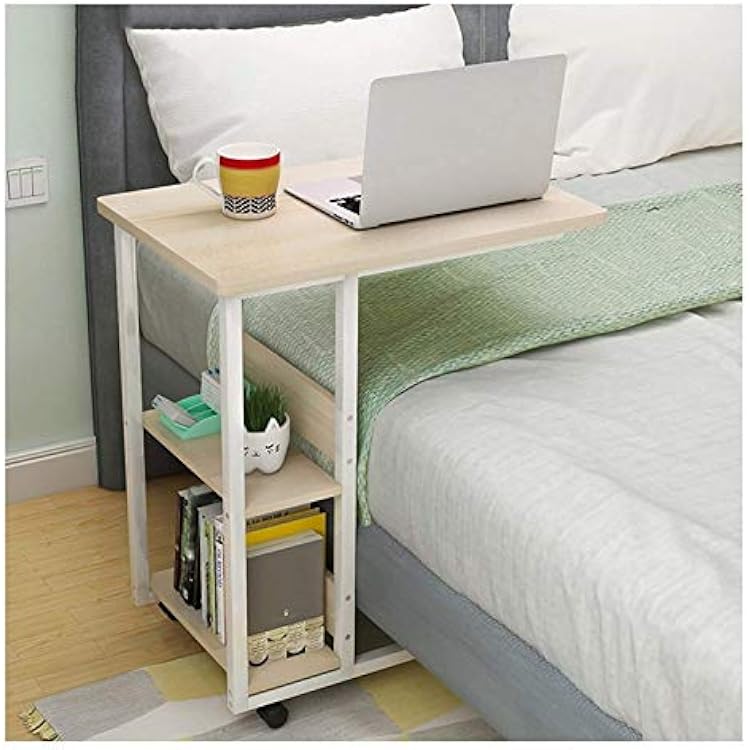 Lazy Bedside Table Days Overbed Table Mobile Stand up Desk Can Be Used for Professional Care, Bedroom, Living Room, Etc with Wheels for Study Room Bedroom Living Room  Color : Walnut , Size : 60X40X7
