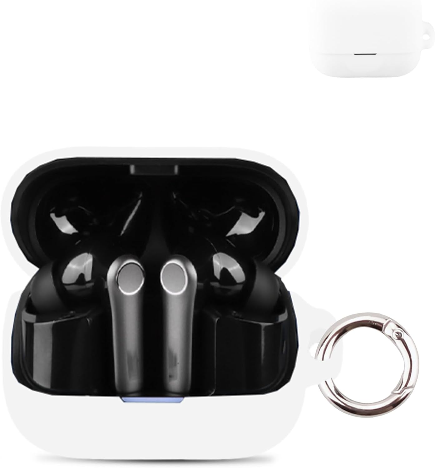 Case for EarFun Air Pro 4+/Earfun Air Pro 4 Plus Wireless Earbuds,daunke Soft Silicone Protective Cover,Case with Round buckle,Full Protection,White