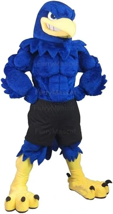 Handsome Blue Falcon Suit Animal Mascot Costume Party Carnival Birds Costumes With Fan Inside the Head