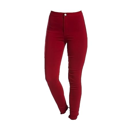 Jean Leggings for Women High Waist Slim Fit Skinny Leg Pull on Jeans Classic Stretch Wash Tapered Denim Pants (Red,Large)