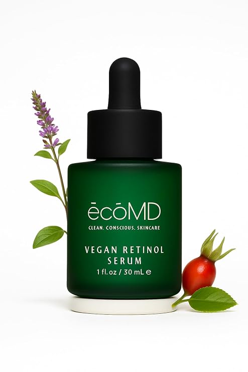 Vegan Retinol Serum, 1 fl oz, Gentle Anti-Aging Face Serum with Bakuchiol for Sensitive Skin, Natural Botanical Formula