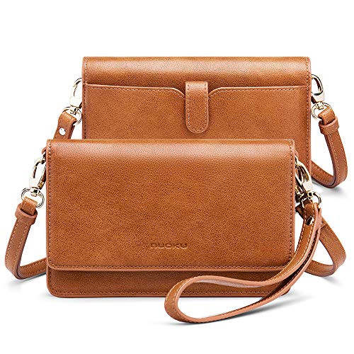 nuoku Women Small Crossbody Bag Cellphone Purse Wallet with RFID Card Slots 2 Straps Wristlet