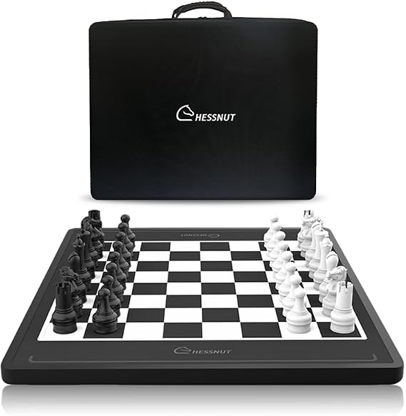 Chessnut Move Robotic Chessboard Bundle with Premium Carrying Case, Self-Moving Electronic Chess Set with Plastic Pieces, Full Piece Recognition, Built-in Chess Engine, Travel Storage Case
